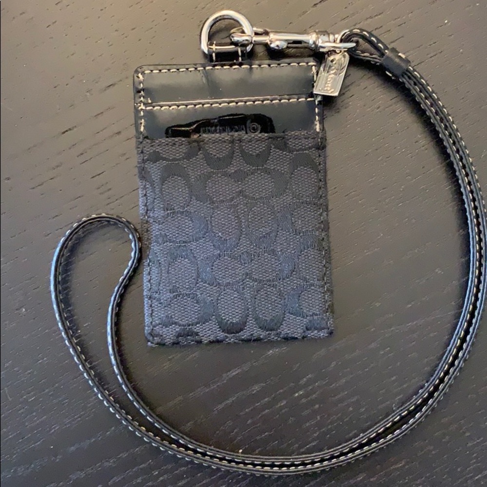 Genuine coach leather ID lanyard